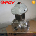 Electric stainless steel 3 way flange end ball valve